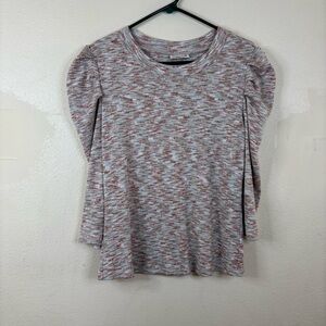 Studio B By Bobeau Puff Shoulder Ls Shirt Sz Large Pink White Y2K Textured